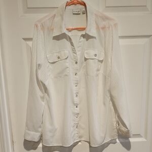 Chic White Button-Down Blouse:  Kim Rogers Curvy 1X